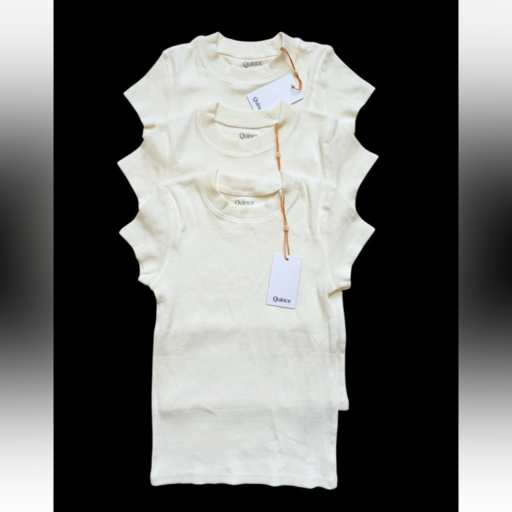 Quince Set of 3 Crew Neck Women Short Sleeve T-shirt Sz XS White